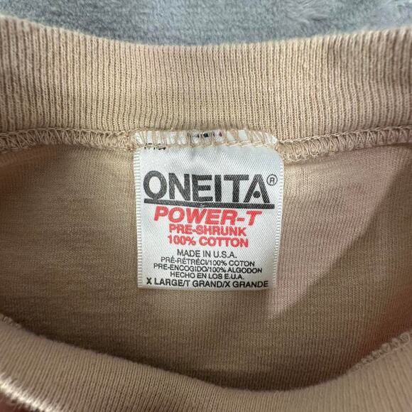 Vintage 90’s Oneita Joe Boxer Lake George New York Beige Heavy Graphic Tshirt XL - Picture 3 of 7